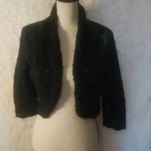 Grace Elements Crochet Cropped Sweater Cardigan Size PM